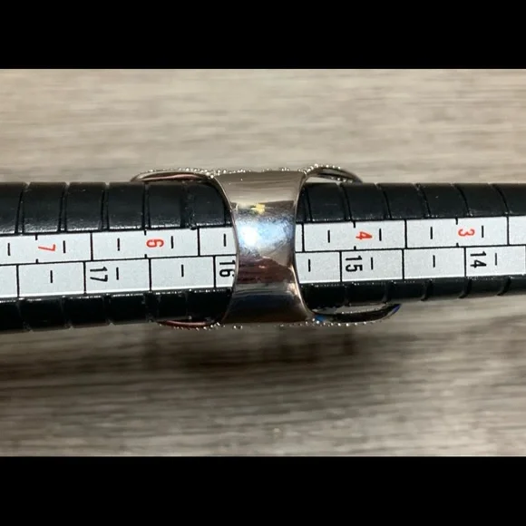 Italian Silver Sterling Silver Free-Form Crystal Full Finger Cage Ring, Size 5 - Picture 8 of 8